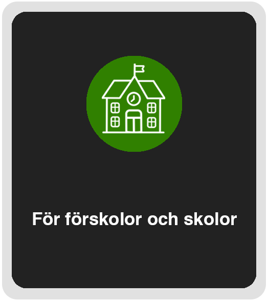 Ingång för förskolor och skolor - Grön cirkel med en ikon som föreställer en skola