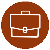 Brun cirkel med en ikon som föreställer en portfölj